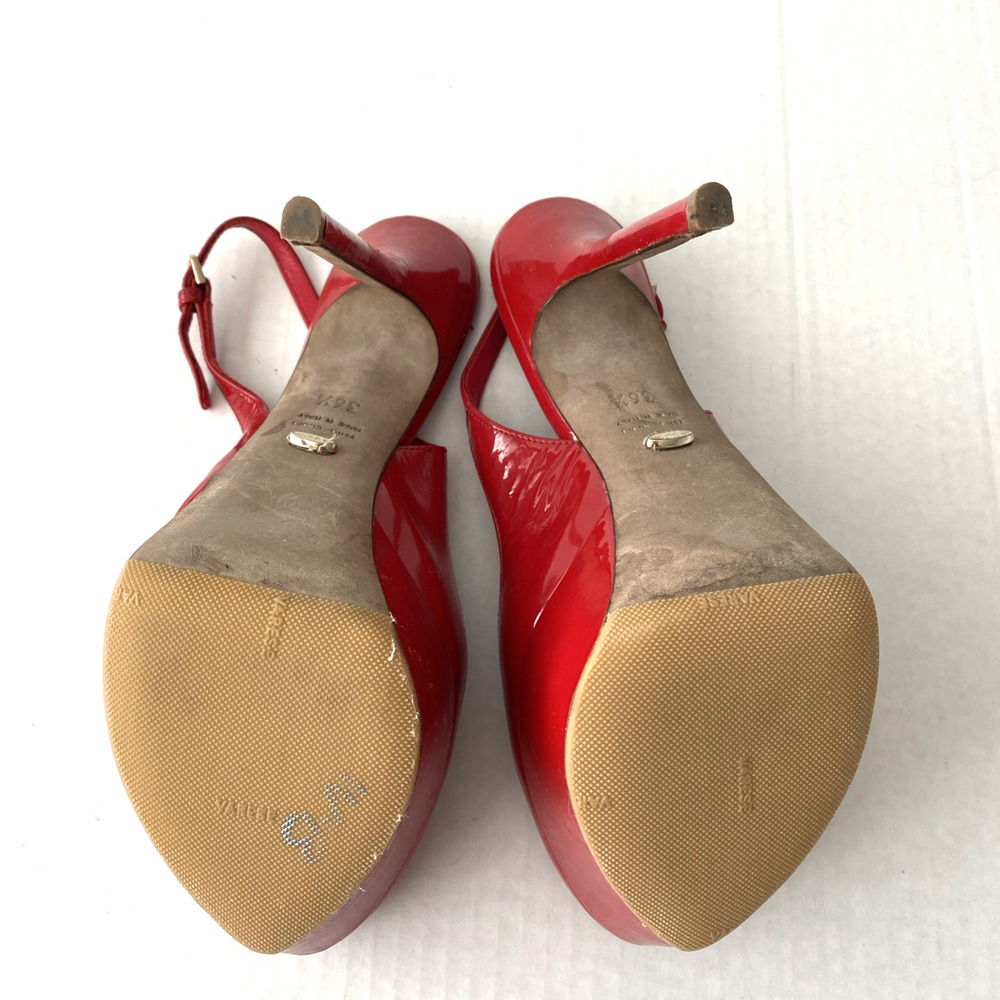 Sergio Rossi Pump Cachet Red Peep Patent Leather Platform Slingback Slim… - Picture 8 of 12